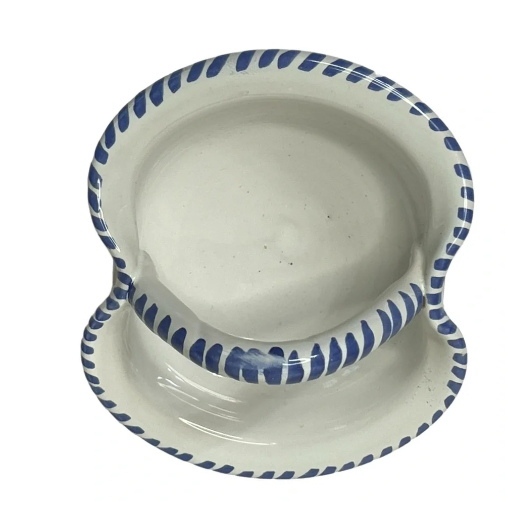 Vintage Spanish Ceramic Pottery Trinket Dish Candy Basket Handmade Spain‎
